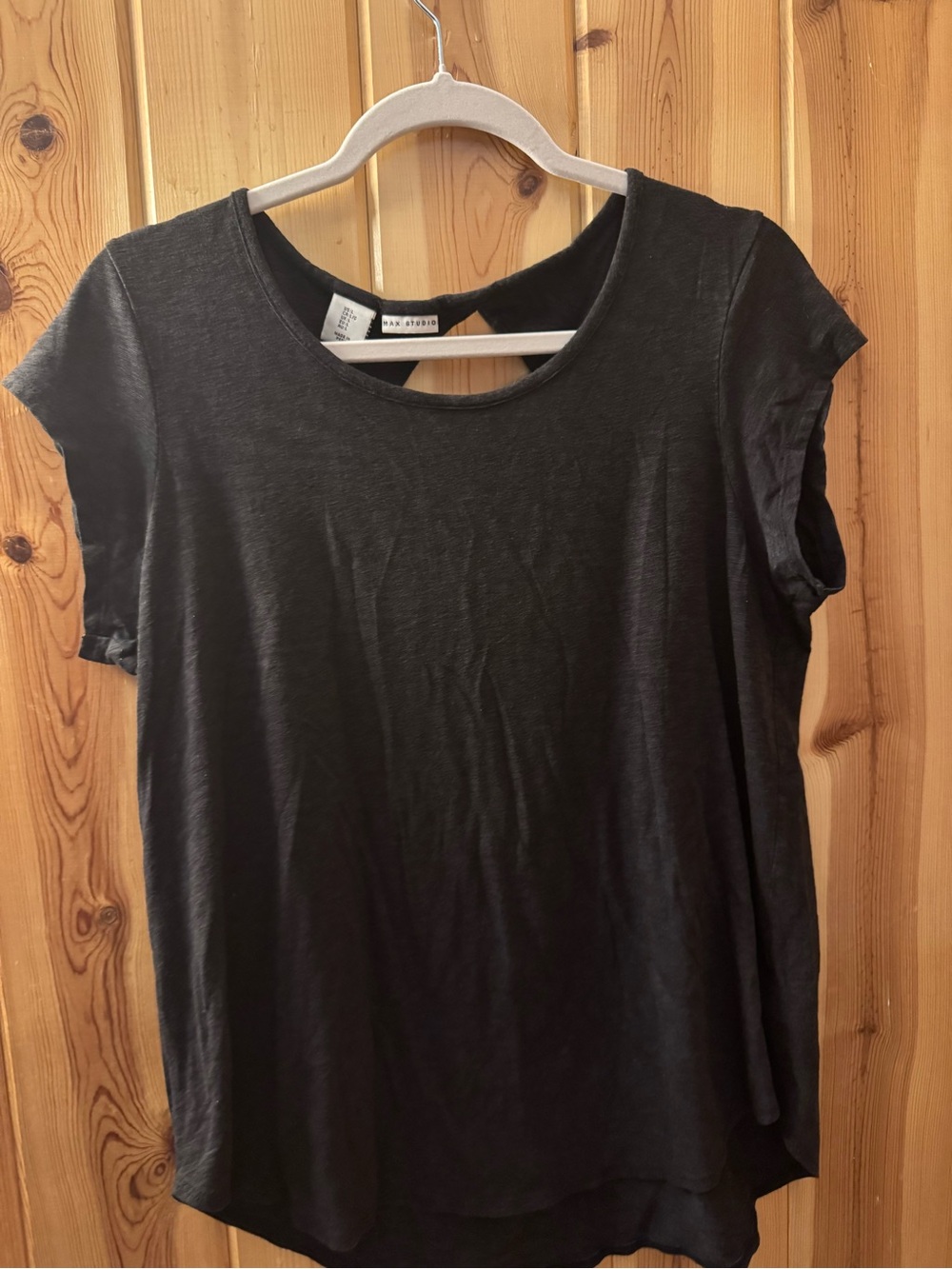 Max Studio Black Short Sleeve Scoop Neck Tee Top